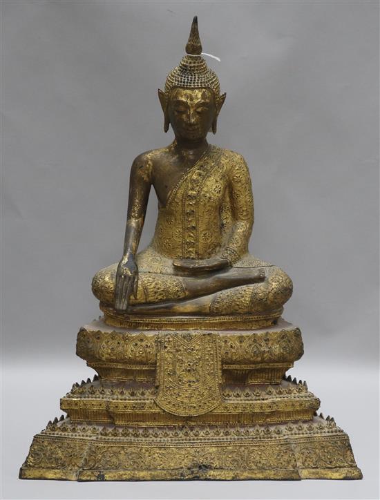 A Thai bronze seated figure of Buddha, 19th century H.52cm.